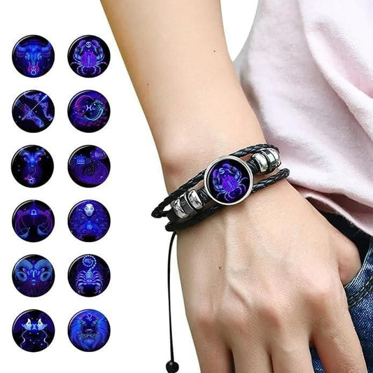 Constellation Zodiac Guardian Black Leather Bracelet – 1 Pc