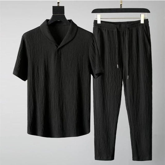 Men’s Corduroy Co-Ord Set – Casual Black Outfit