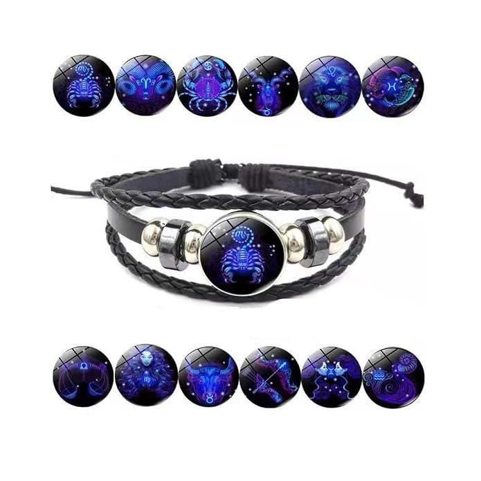 Constellation Zodiac Guardian Black Leather Bracelet – 1 Pc