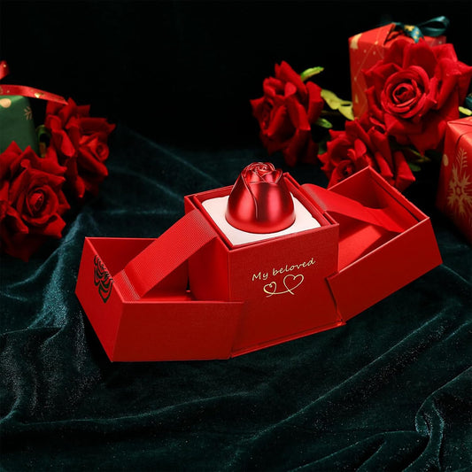 Magical Red Rose Ring & Necklace Jewellery Box – Romantic Gift for Women
