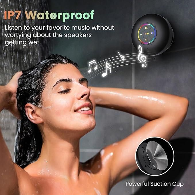 Large Waterproof Bluetooth Shower Speaker with LED Lights