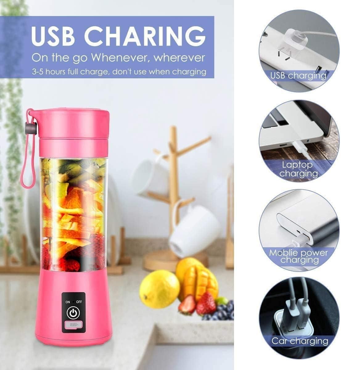 Portable USB Rechargeable Juice Maker – 6 Blade, 380ml