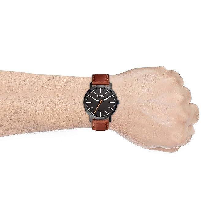 Fossil City Unisex Analog Watch – Elegant Brown Leather with Rose Gold Case