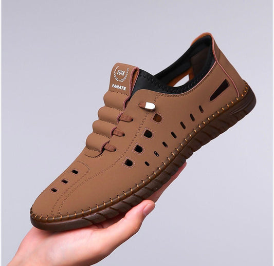 Men’s Stylish Laser Cut Tan Casual Shoes – Modern Design &amp; Everyday Comfort