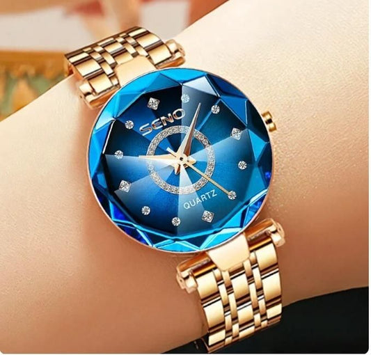 Diamond Shape Multicolour Dial and Rose Gold Strap Watch for Womens and Girls - Fanbuluxe
