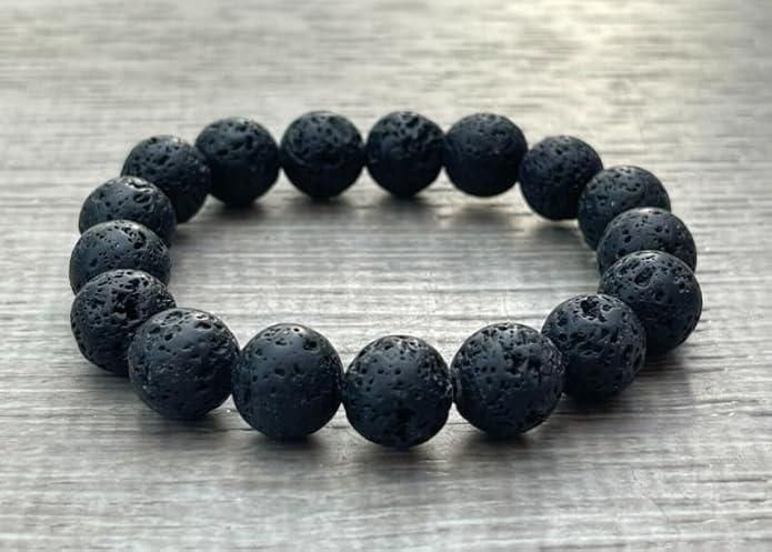 Natural Lava Rock Bracelet – Black Volcanic Stone Jewelry