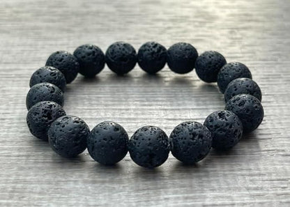 Natural Lava Rock Bracelet – Black Volcanic Stone Jewelry