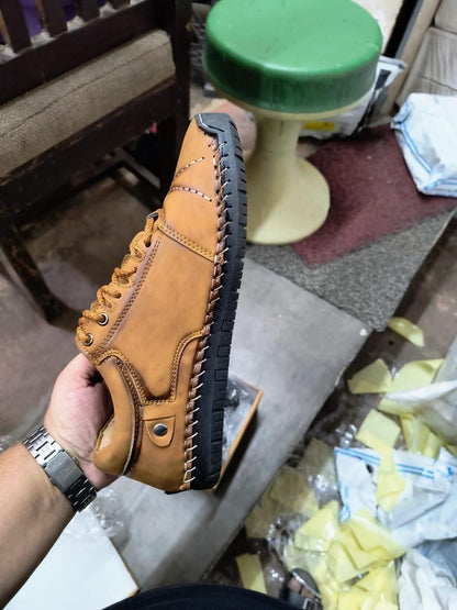 Men's Casual Tan Leather Shoes – Lightweight & Comfortable