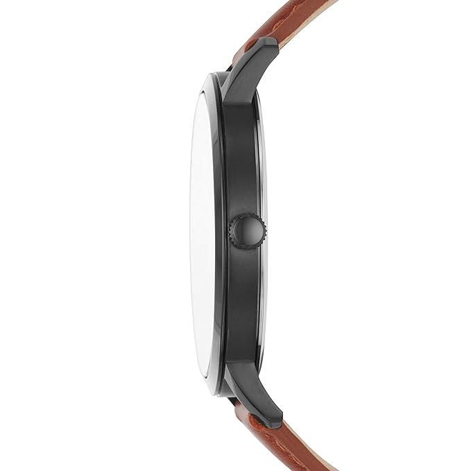 Fossil City Unisex Analog Watch – Elegant Brown Leather with Rose Gold Case