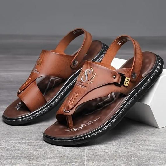 Men’s Casual Synthetic Leather Sandal – Brown