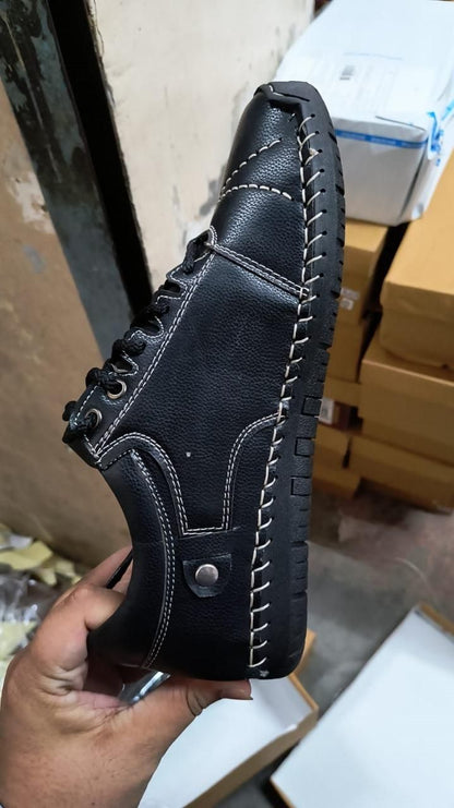Men’s Casual Black Leather Shoes – Lightweight & Comfortable