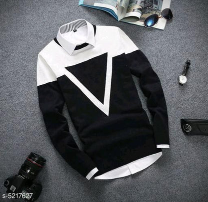 Men’s Black Striped Full-Sleeve T-Shirt