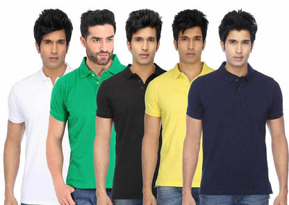 Men’s Poly Cotton Polo T-Shirt 5-Pack – Assorted Colors
