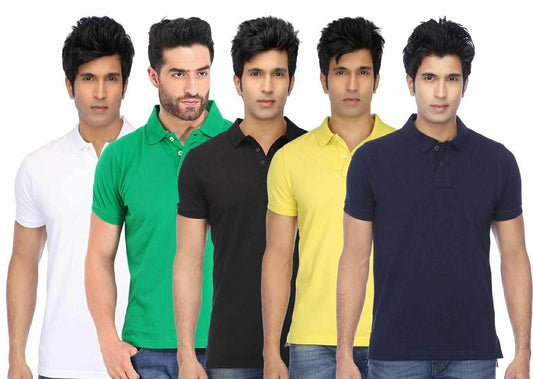Men’s Poly Cotton Polo T-Shirt 5-Pack – Assorted Colors