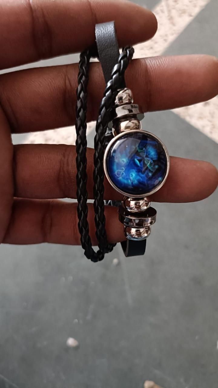 Constellation Zodiac Guardian Black Leather Bracelet – 1 Pc