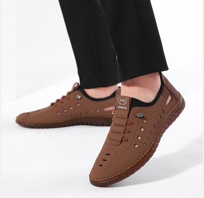 Men’s Stylish Laser Cut Tan Casual Shoes – Modern Design &amp; Everyday Comfort