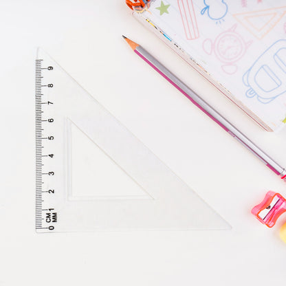 Plastic Geometry Set – 4 Pieces | Triangle, Ruler & Protractor Drafting Kit