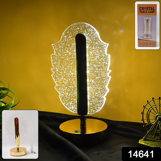 Feather Shape Crystal LED Table Lamp with USB – Modern Decorative Bedside & Study Light