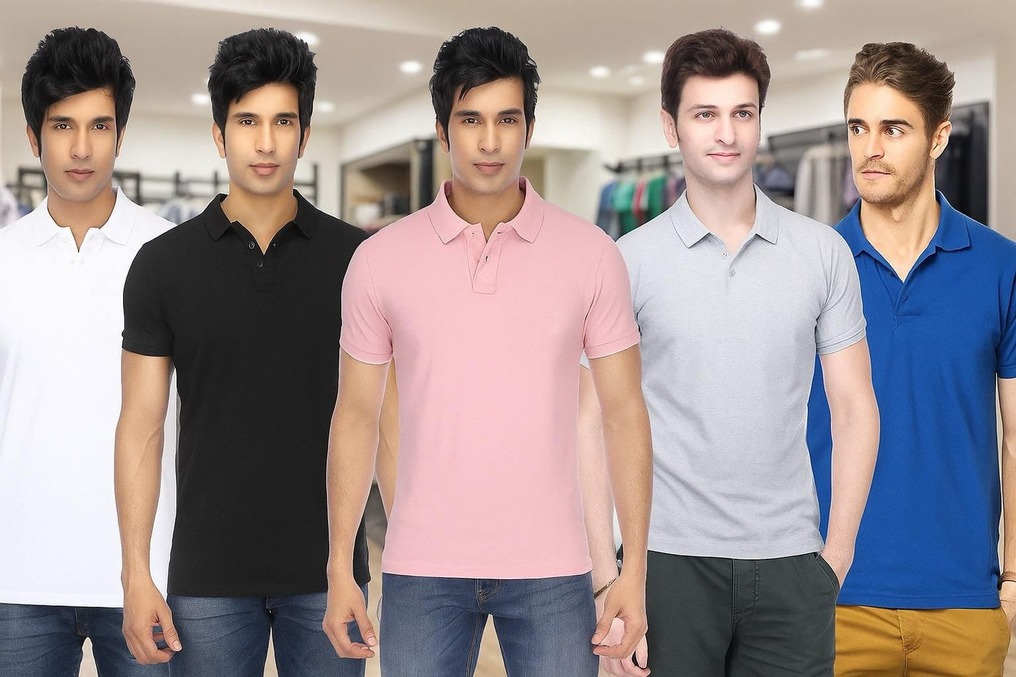 Men’s Poly Matte Solid Polo T-Shirt Pack of 5