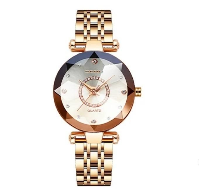 Diamond Shape Multicolour Dial and Rose Gold Strap Watch for Womens and Girls - Fanbuluxe