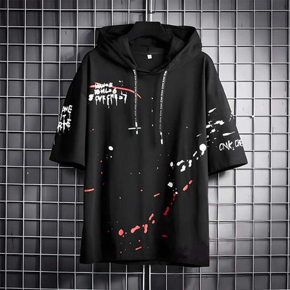 TRYTHIS Men’s Cotton Color Block Hoodie T-Shirt