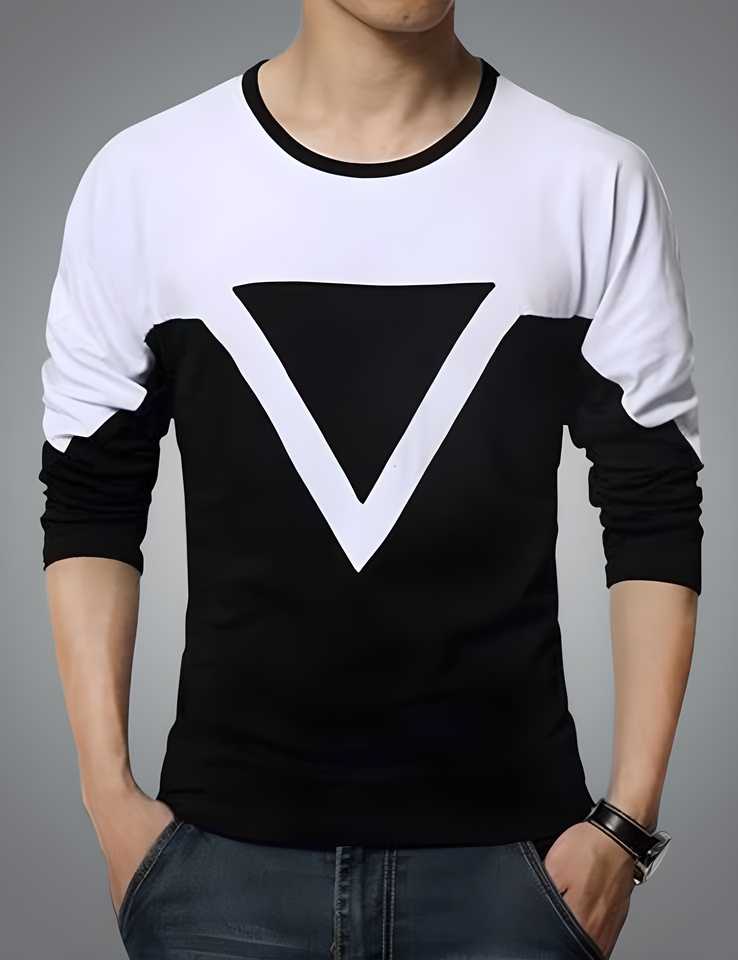 Men’s Black Striped Full-Sleeve T-Shirt