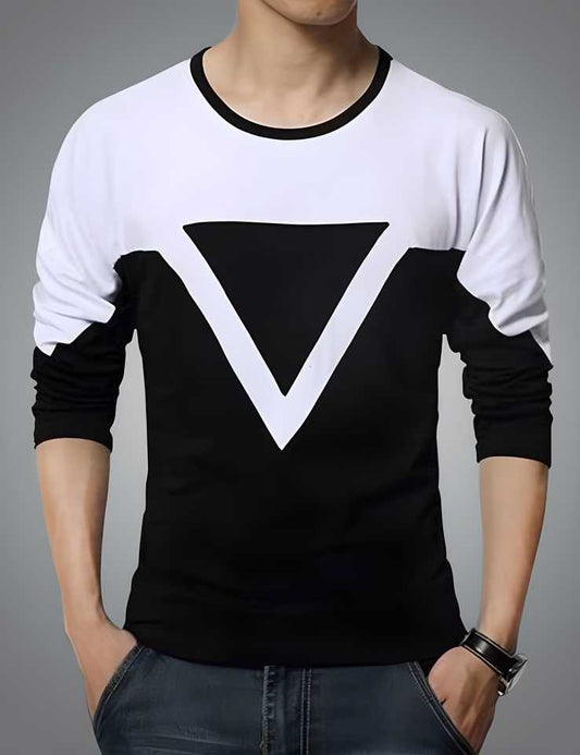 Men’s Black Striped Full-Sleeve T-Shirt