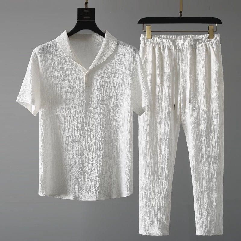 Men’s Corduroy Co-Ord Set – White Casual Wear