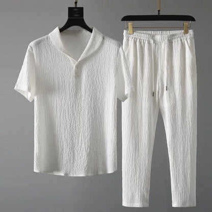 Men’s Corduroy Co-Ord Set – White Casual Wear