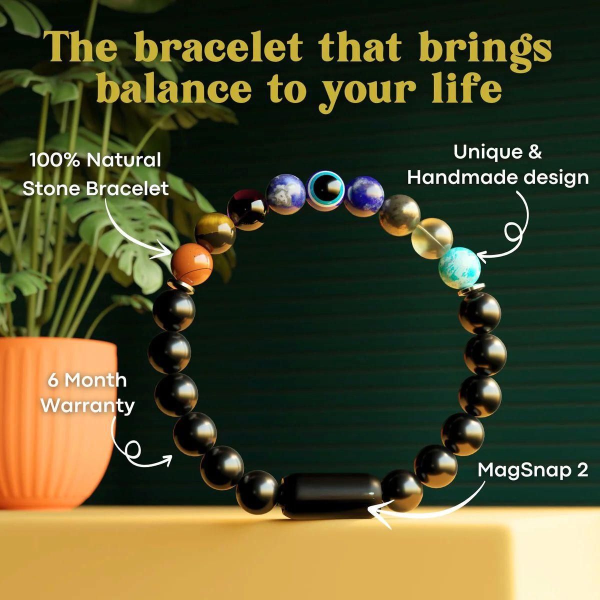 Super 9 Chakra Stone-Bead Bracelet – Unisex