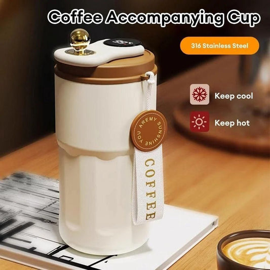 Stainless Steel Hot & Cold Vacuum Insulated Temperature Display Coffee Mug (420ml)