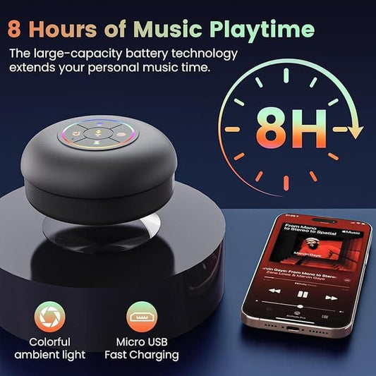 Large Waterproof Bluetooth Shower Speaker with LED Lights