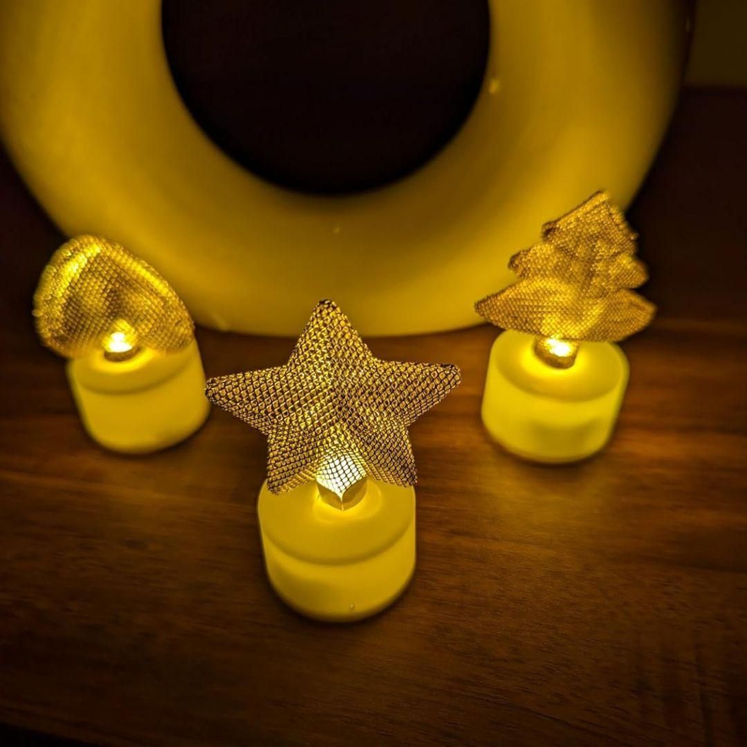 Golden Net LED Tealight Lanterns – 6 Pcs Assorted