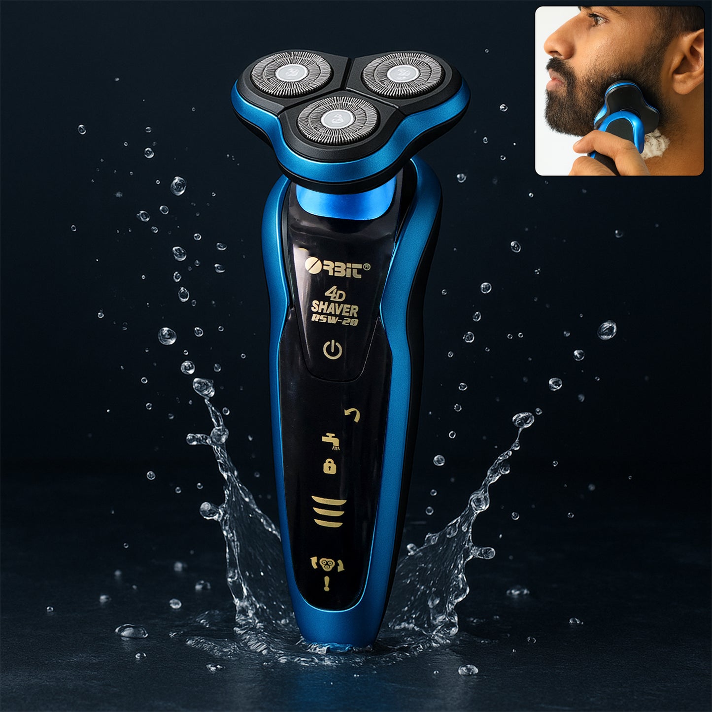 Orbit 4D Rechargeable Electric Shaver – Waterproof Triple Blade