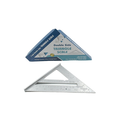 7-Inch Aluminum Alloy Rafter Square – Double Side Scale, 45° Triangle Measurement Hand Tool