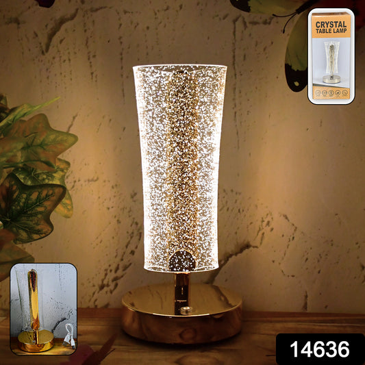 Crystal Sparkle LED Table Lamp with Golden Base – Decorative Bedside & Home Lighting