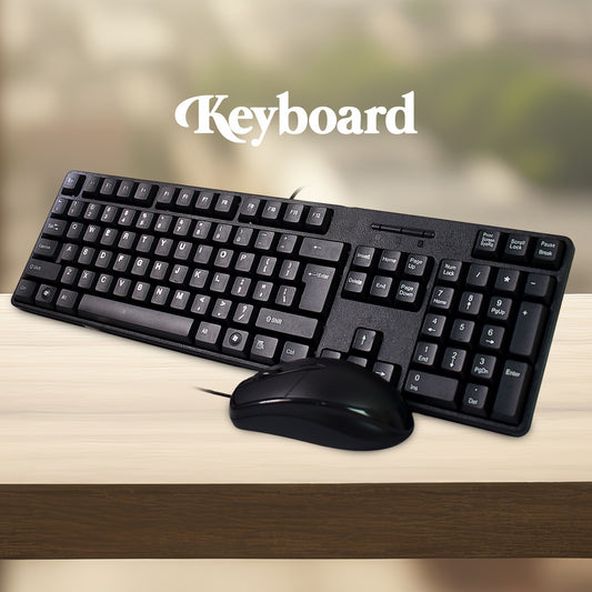 107-Key Wired USB Keyboard & Mouse Set – Ergonomic Home & Office Combo