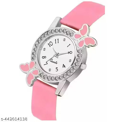 (7A) Diamond Dial Girls' Watch with Stylish Bracelet Combo – 3-in-1 Premium Set
