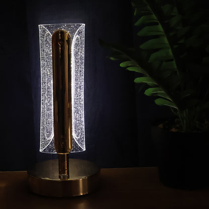 Luxury Tall Cylindrical Crystal LED Table Lamp with USB Charging – Elegant Bedside, Desk & Decorative Light