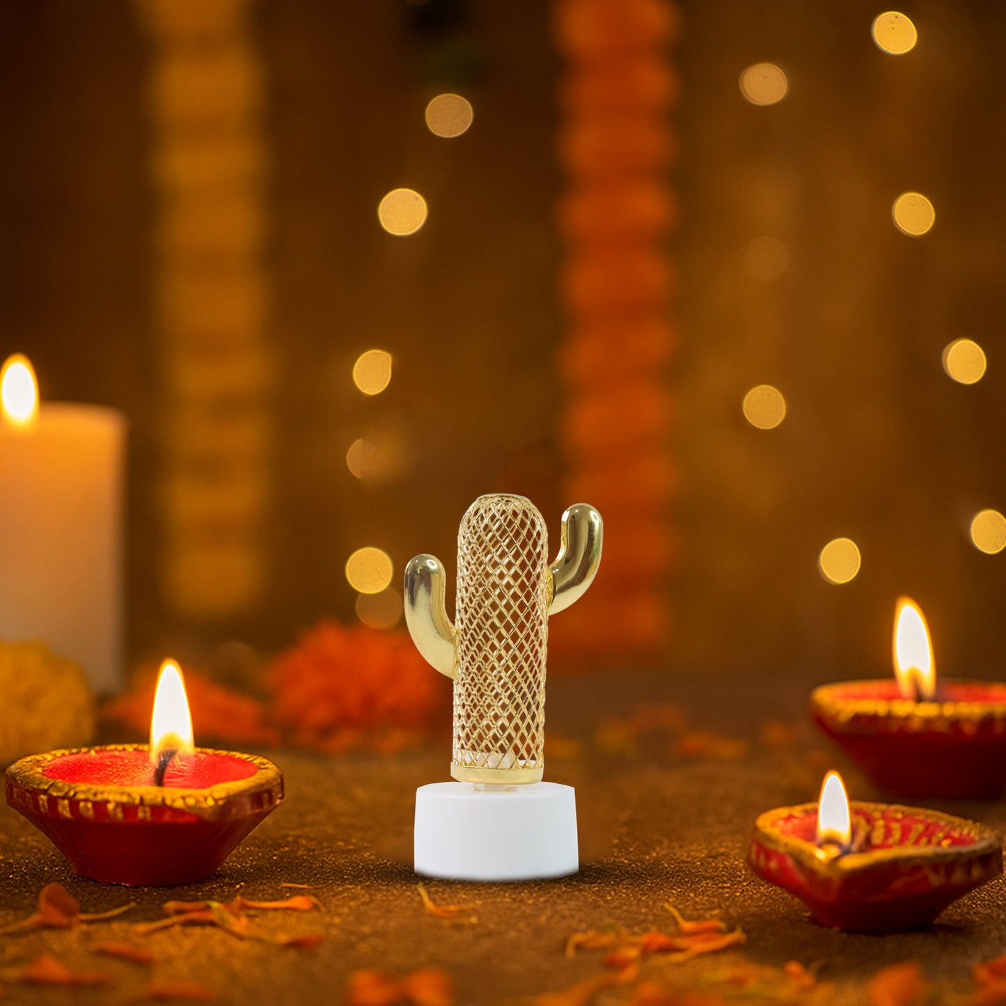 Set of 12 Decorative Cactus Shaped Flameless LED Candles – Quirky Flickering Glow