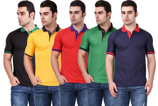 Men’s Polo T-Shirts 5-Pack – Multicolor