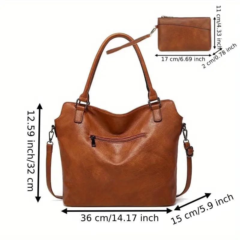 PU Leather Tote Bag for Women – 2-in-1 Handbag with Shoulder Strap | Stylish, Lightweight & Spacious