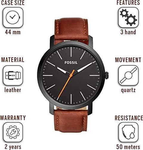 Fossil City Unisex Analog Watch – Elegant Brown Leather with Rose Gold Case