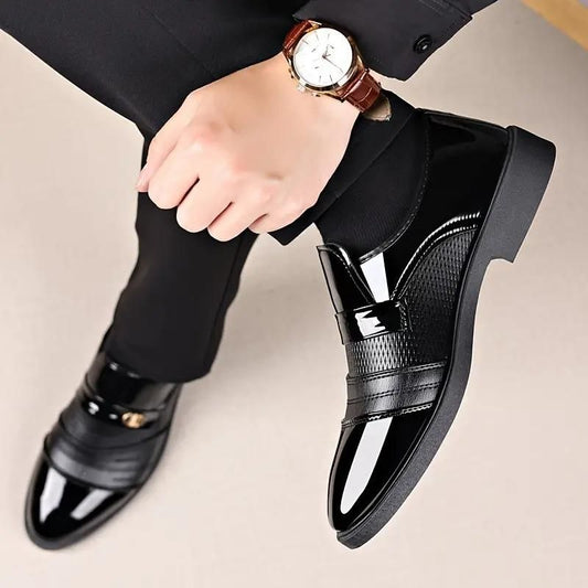 Men’s Stylish Synthetic Formal Slip-On Shoes – Black