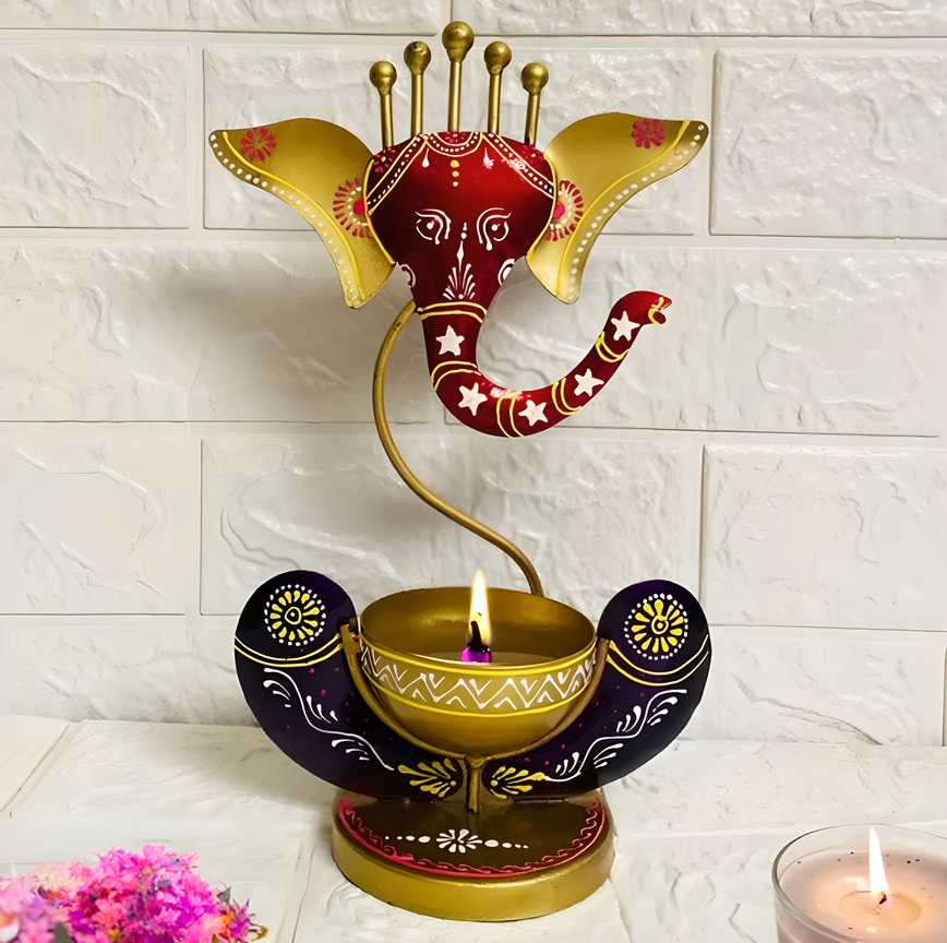 Spiritual Ganesha Tealight Candle Holder – Metal