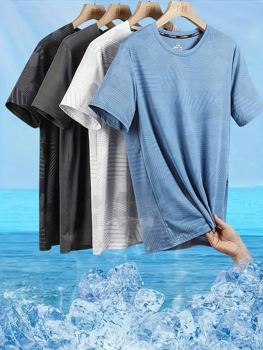 Men’s Round Neck Polyester T-Shirt 4-Pack – Assorted Colors