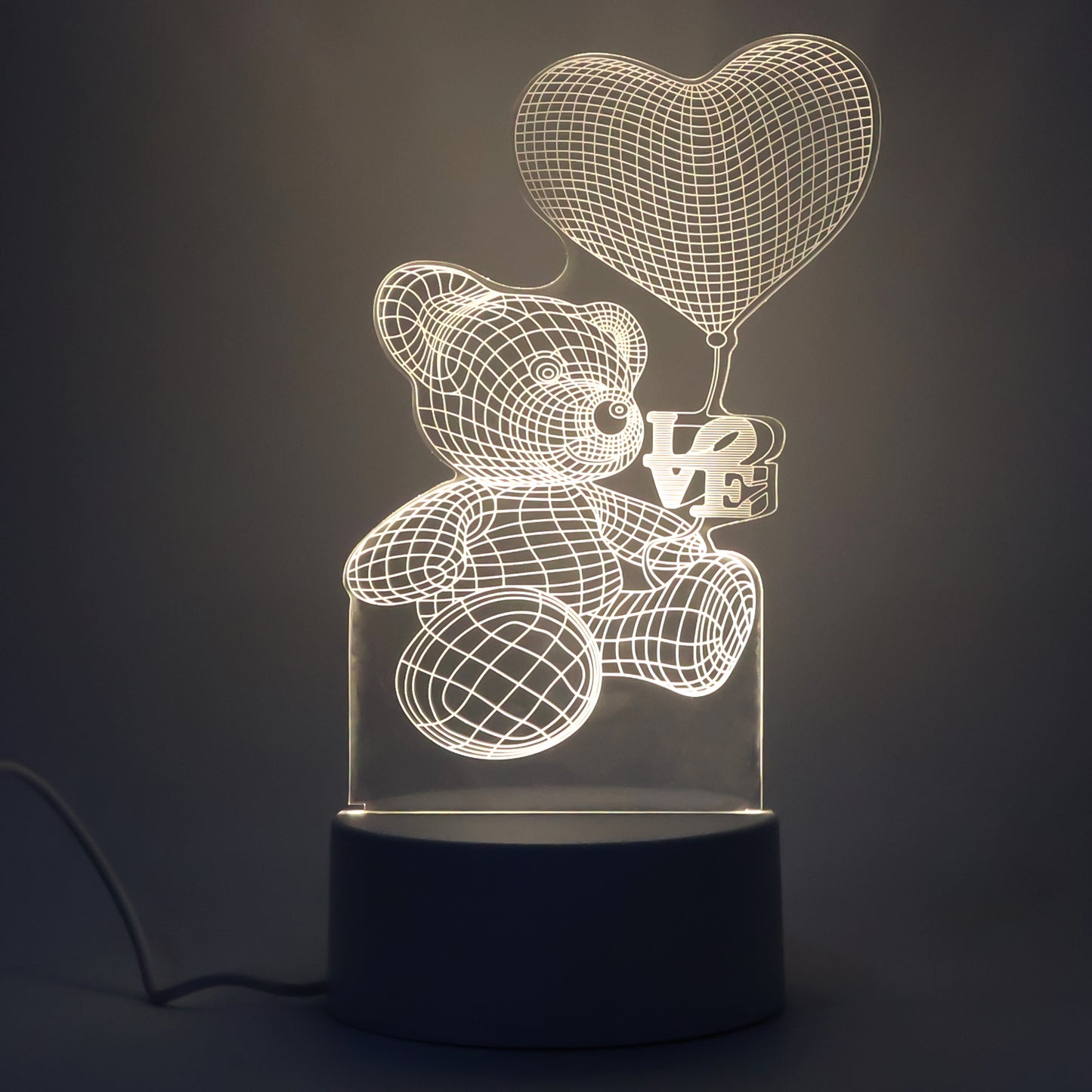 3D Teddy Bear LED Night Lamp – USB Powered Romantic & Kids Décor