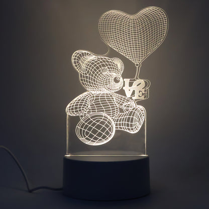 3D Teddy Bear LED Night Lamp – USB Powered Romantic & Kids Décor