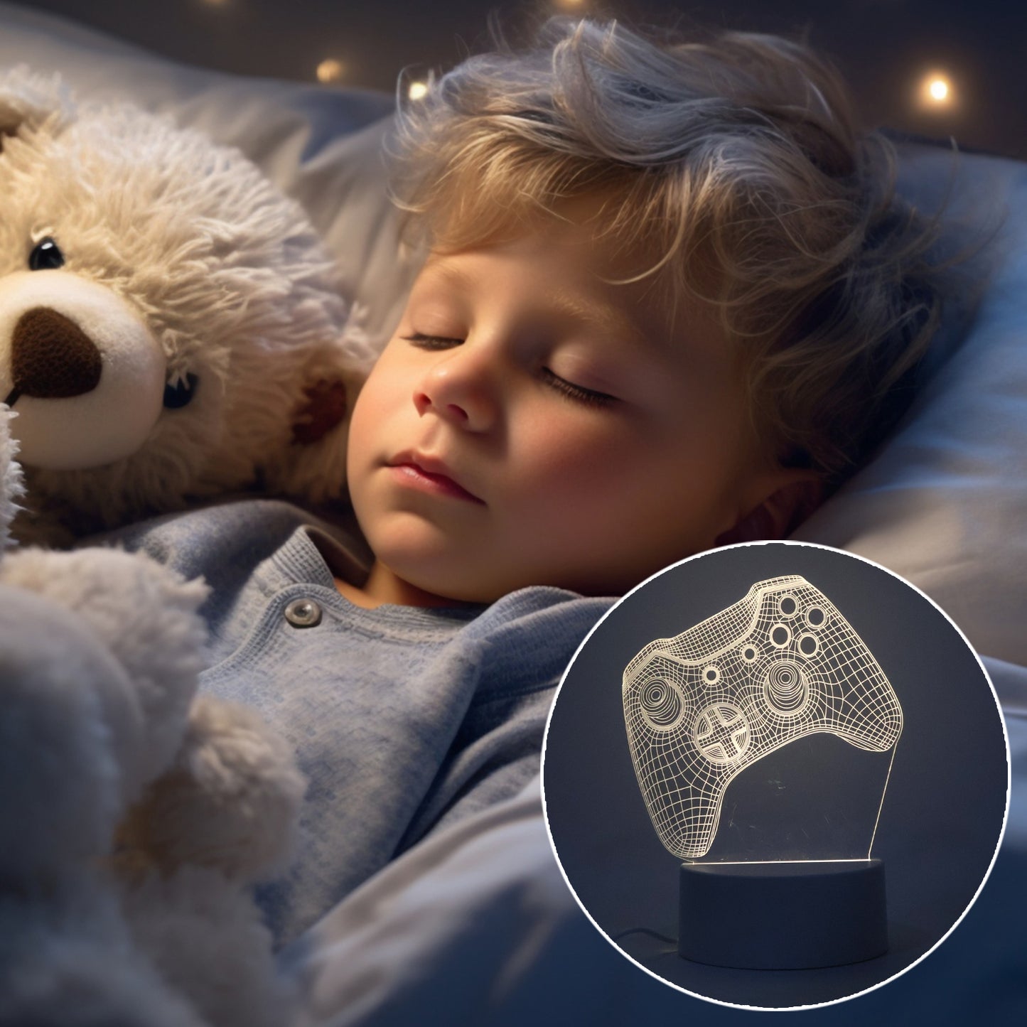3D Illusion LED Night Lamp – Gaming Controller Design (USB Powered)