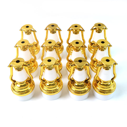 Set of 12 Decorative Vintage Lantern Style Flameless LED Candles – Warm Yellow Glow